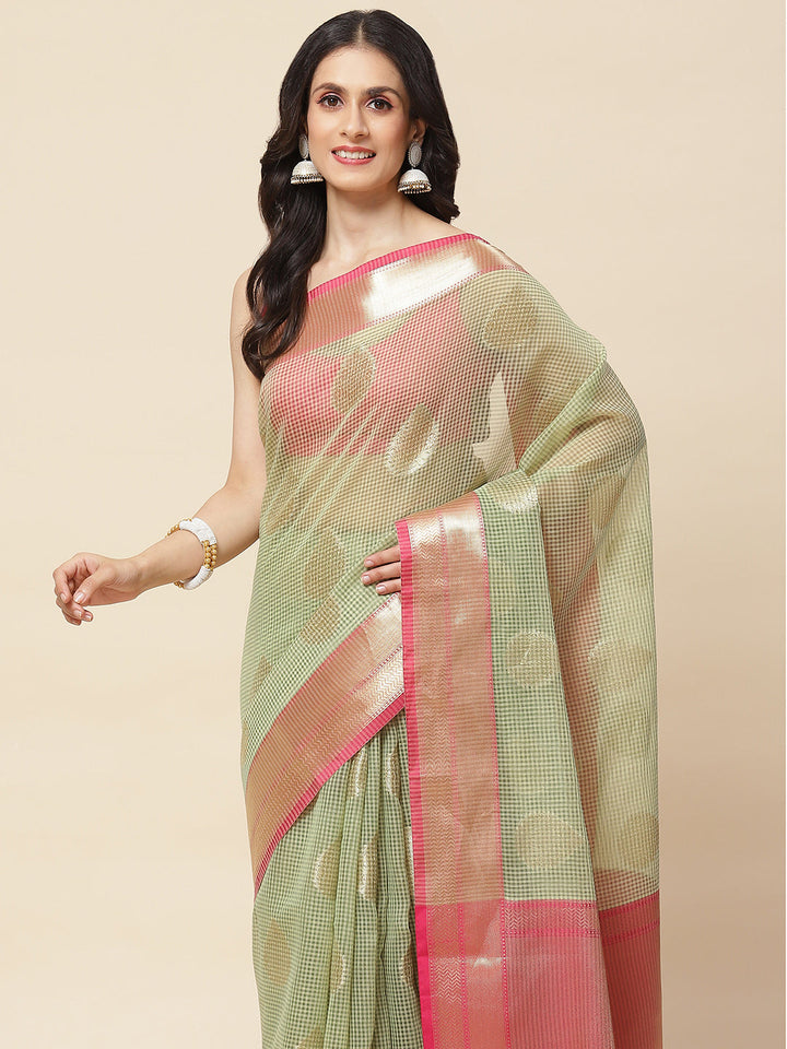 Zari Booti Woven Cotton Saree