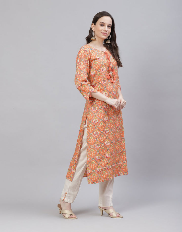 Printed Cotton Kurti With Pant