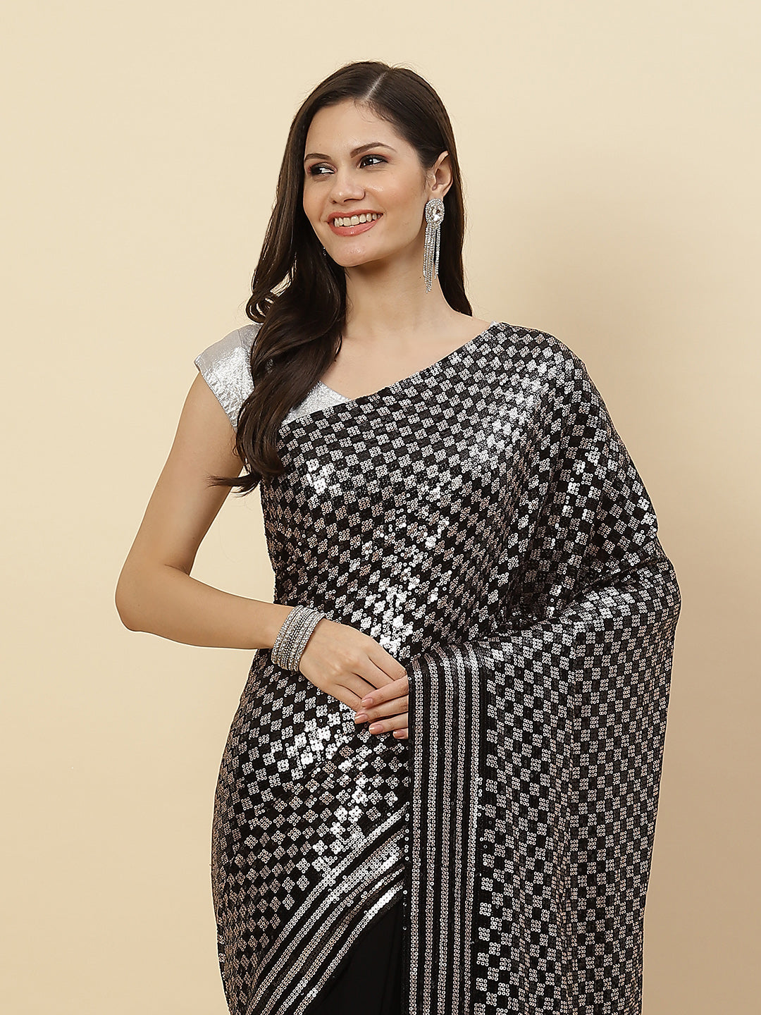 Sequin Embroidered Georgette Saree