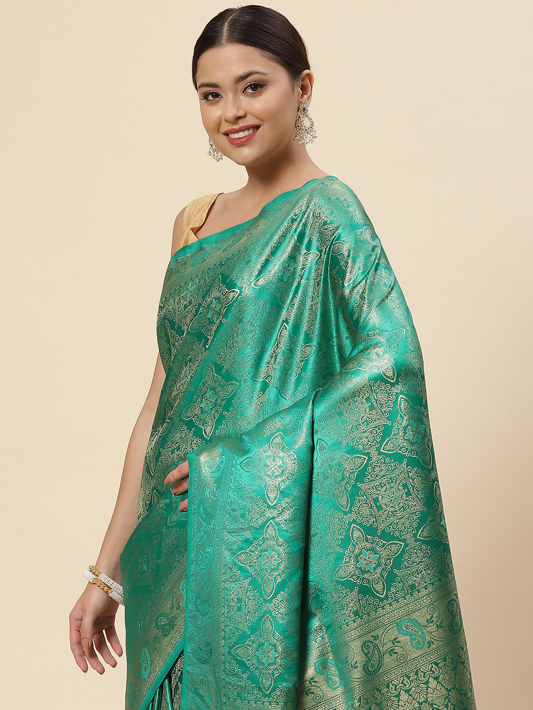 Zari Jaal Satin Woven Saree