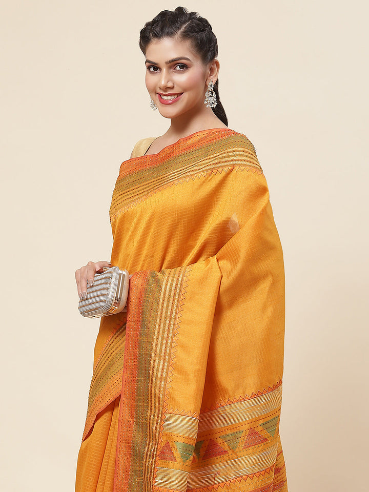 Kantha Work Tussar Saree