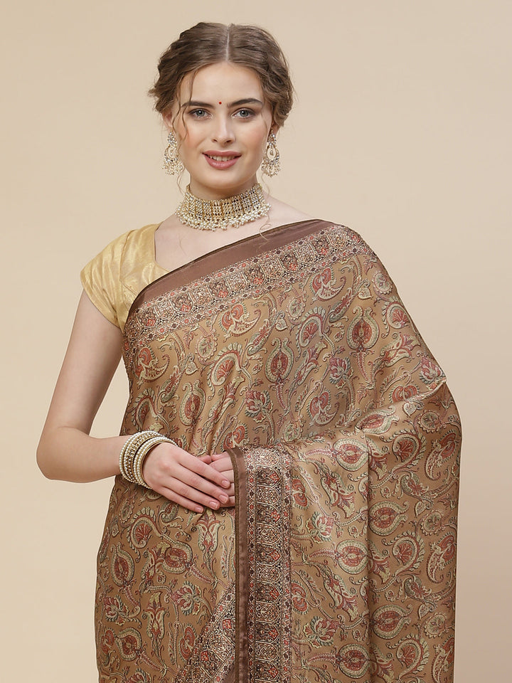 Stone Work Satin Printed Saree
