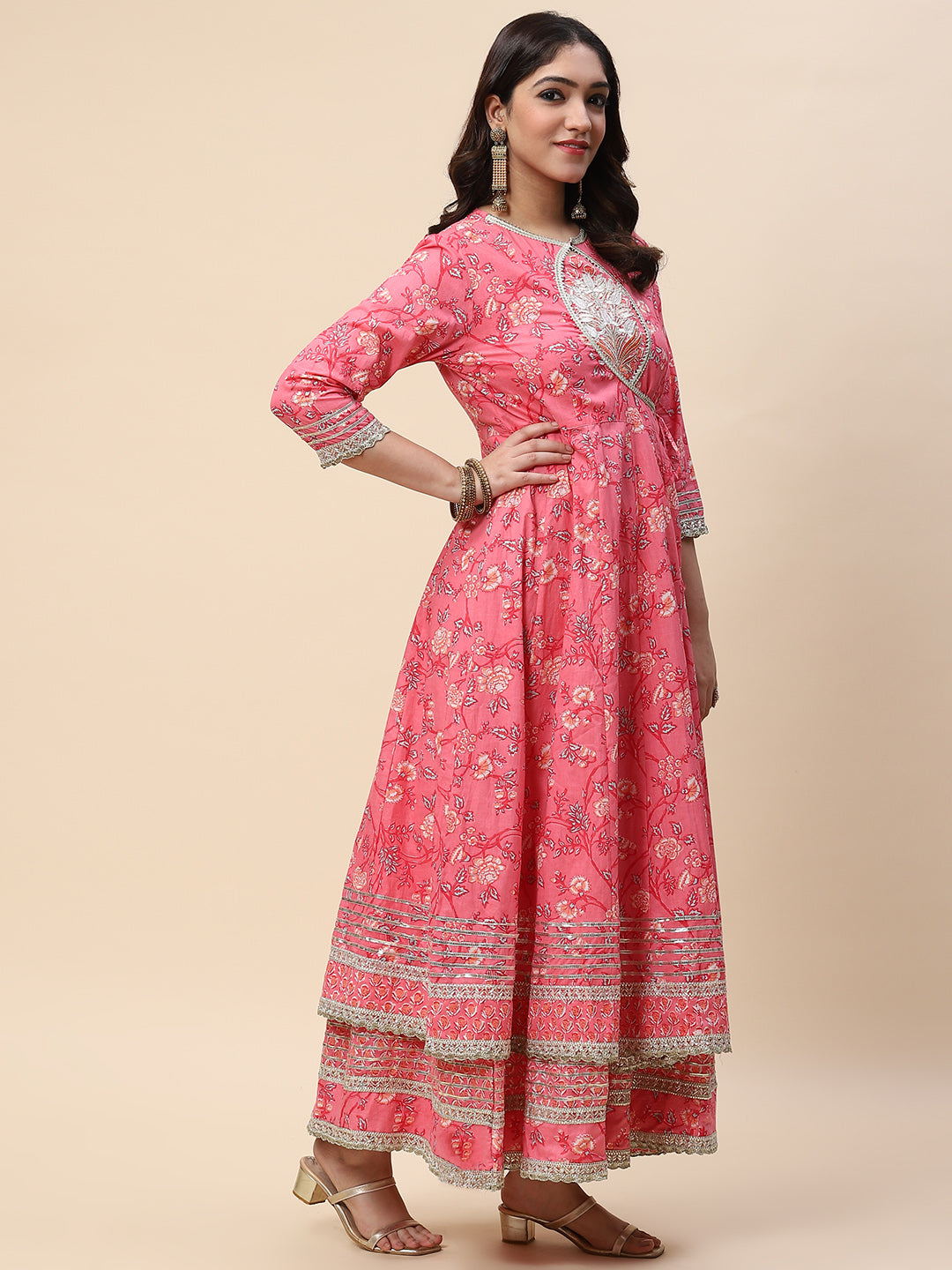 Printed Cotton Double Layer Anarkali Kurta