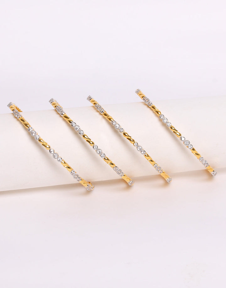 Gold Toned With White Stone Bangle Set