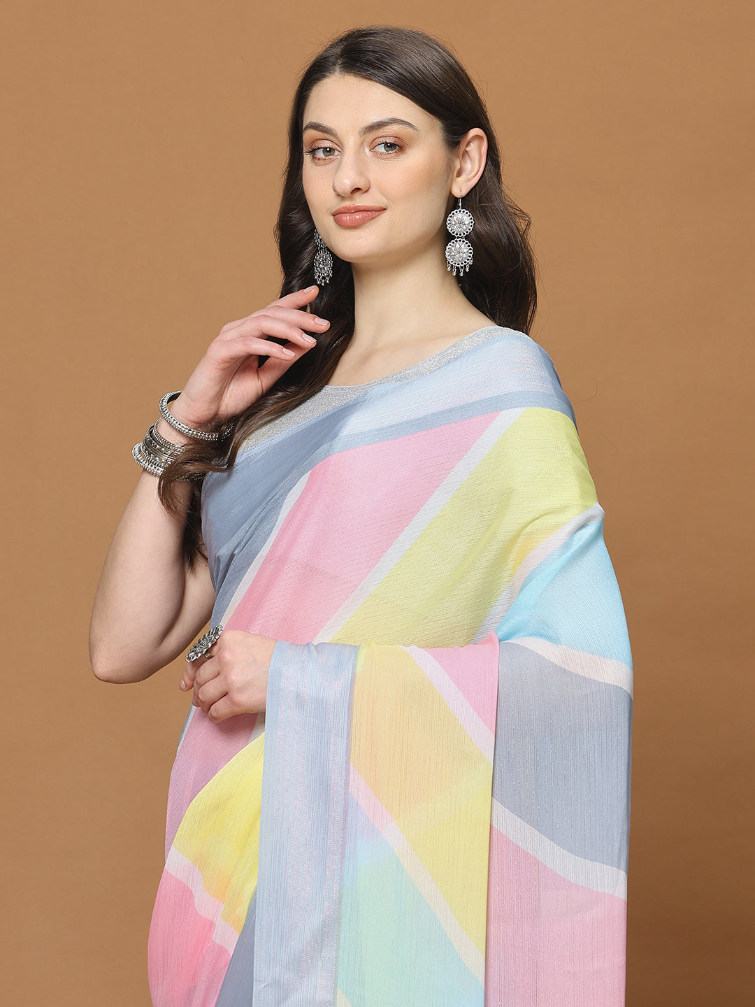 Floral Printed Chiffon Woven Saree