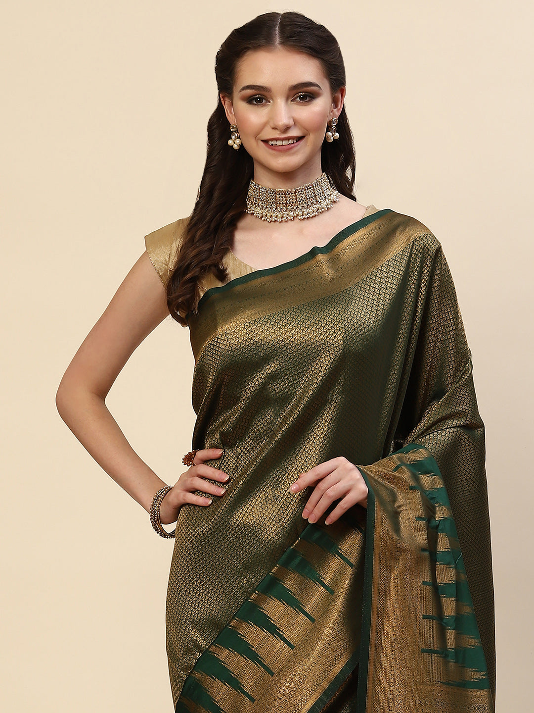 Brocade Zari Jaal Handloom Woven Saree