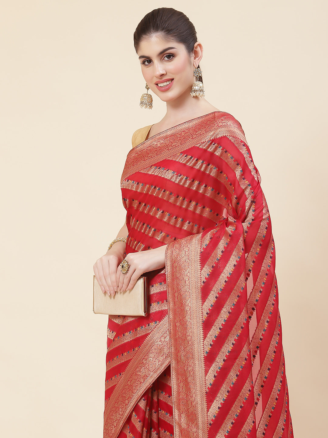 Zari Jaal Organza Woven Saree
