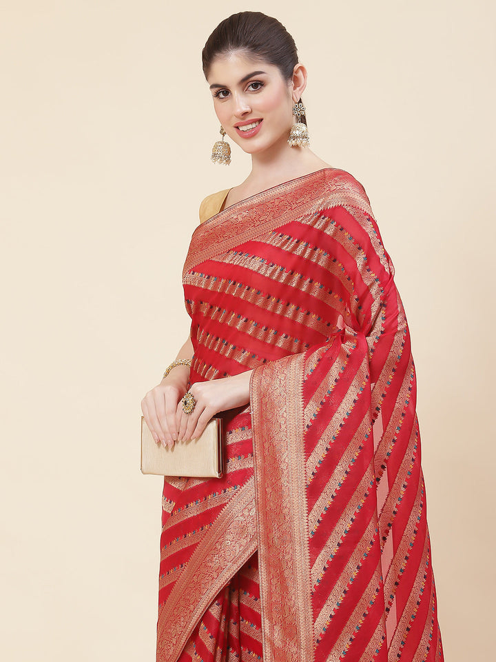 Zari Jaal Organza Woven Saree