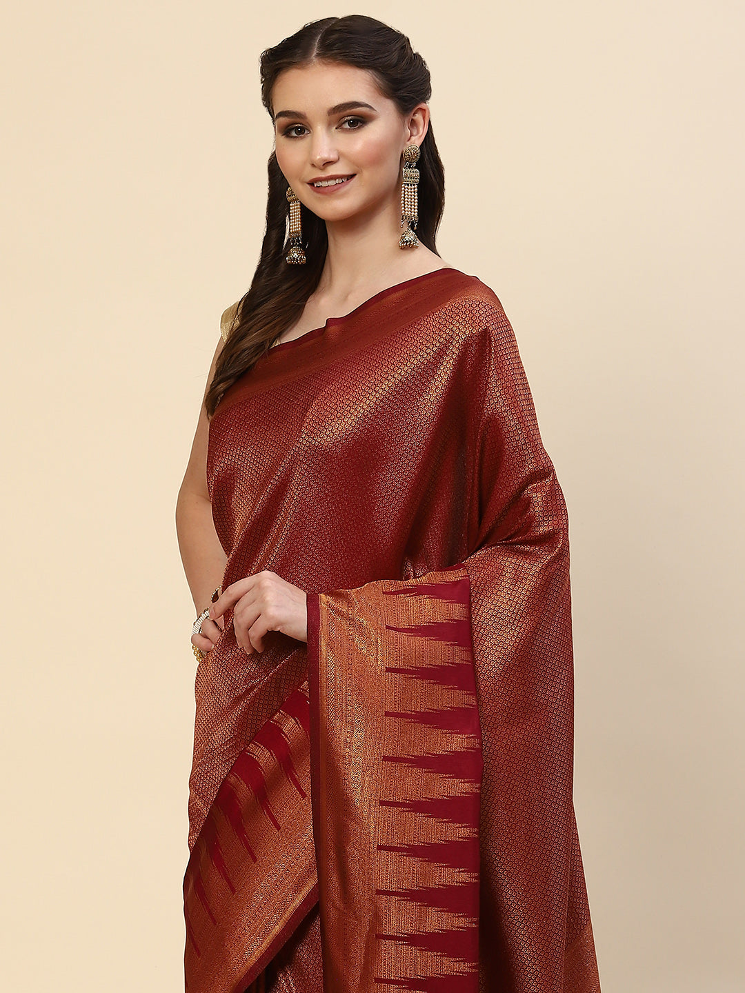 Brocade Zari Jaal Handloom Woven Saree