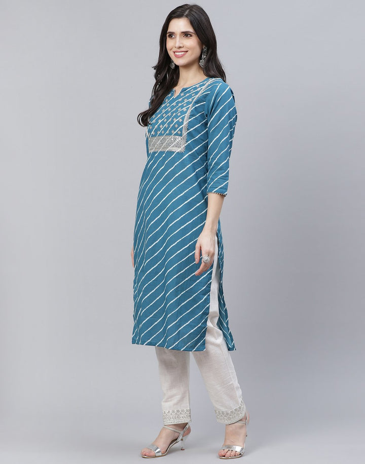 Embroidered Yoke Cotton Printed Kurti Pant Set