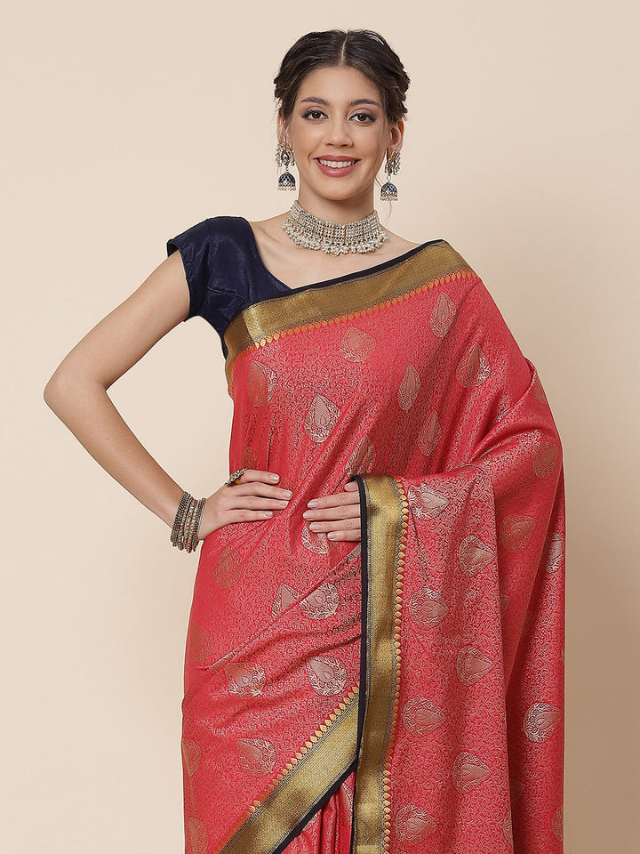 Zari Border Booti Art Handloom Woven Saree