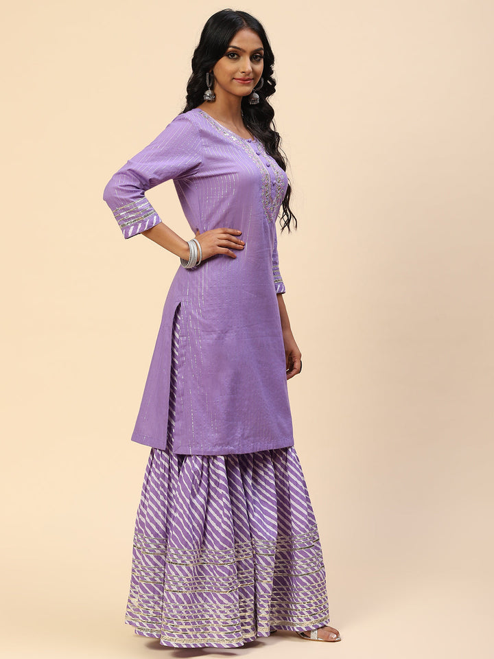 Zari Gota Work Cotton Kurta With Pants