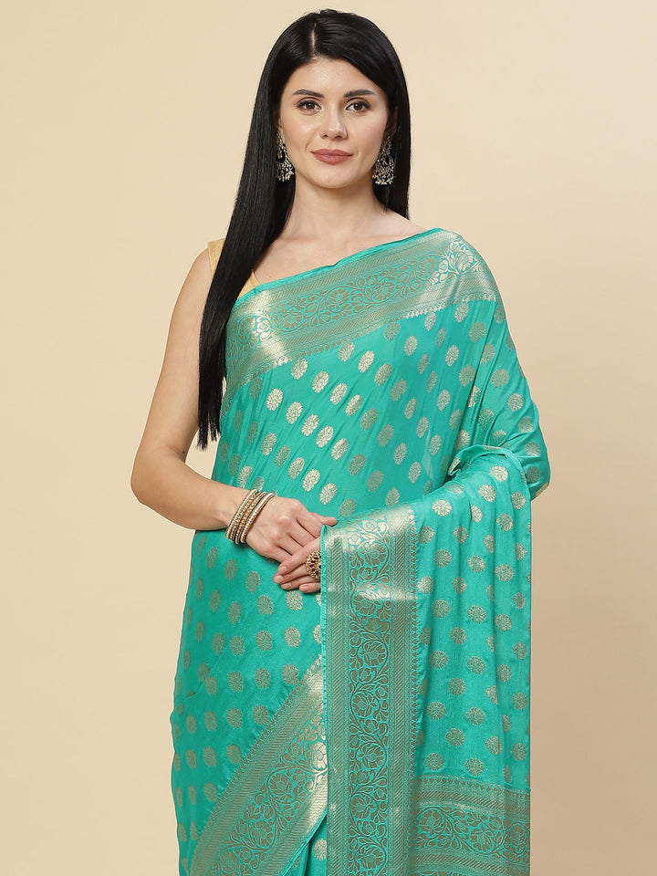 Zari Booti Crepe Plain Saree
