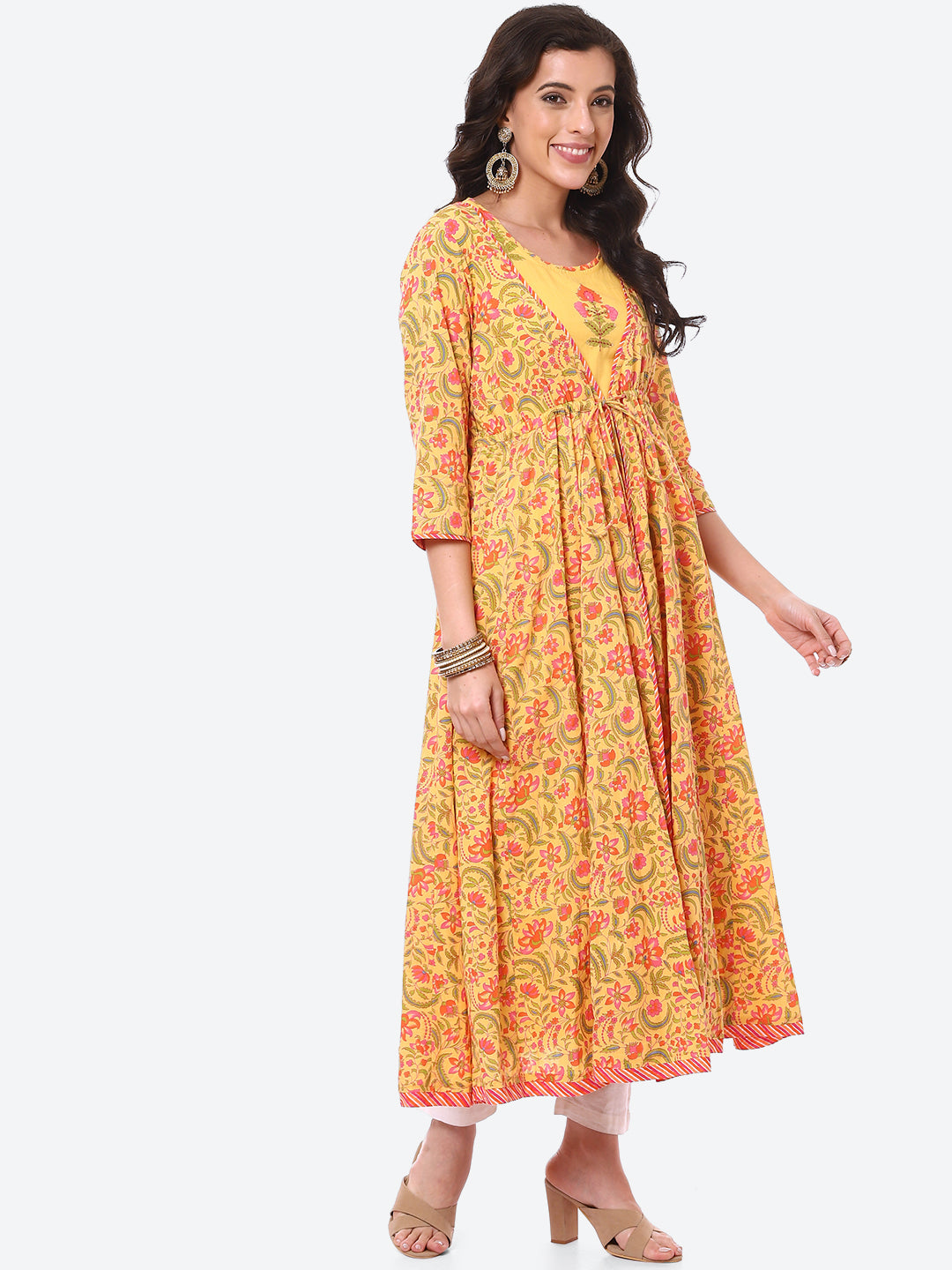 Floral Printed Double Layer Cotton Kurta