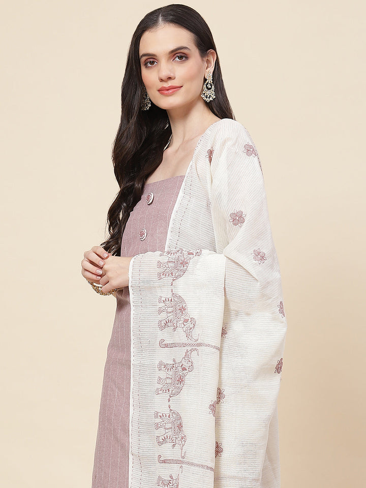 Printed Cotton Unstitched Suit Piece With Dupatta