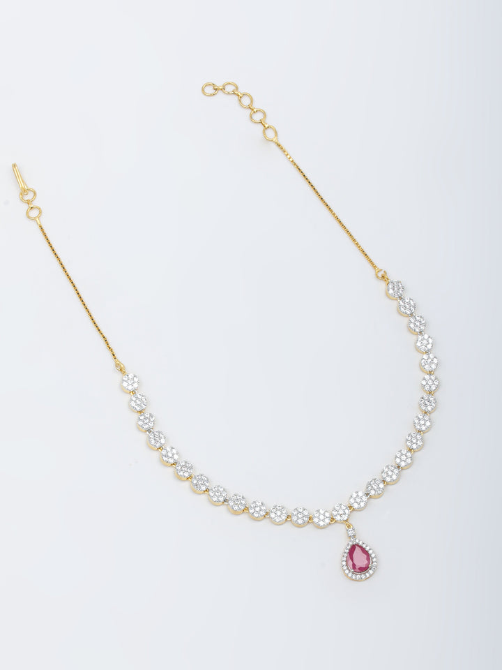 White Stone Necklace Set With Earrings