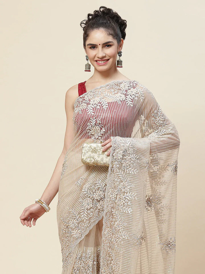 Swarovski Jaal Embroidered Net Saree