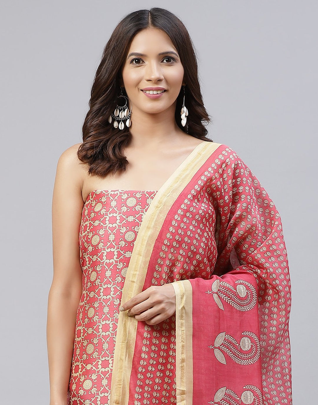 Printed Chanderi Suit Piece