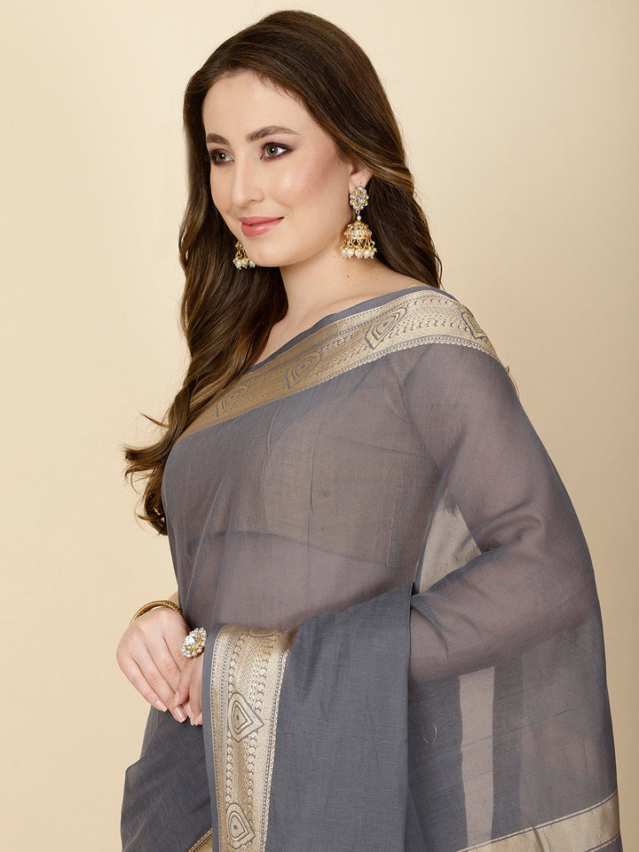 Resham Border Woven Cotton Saree