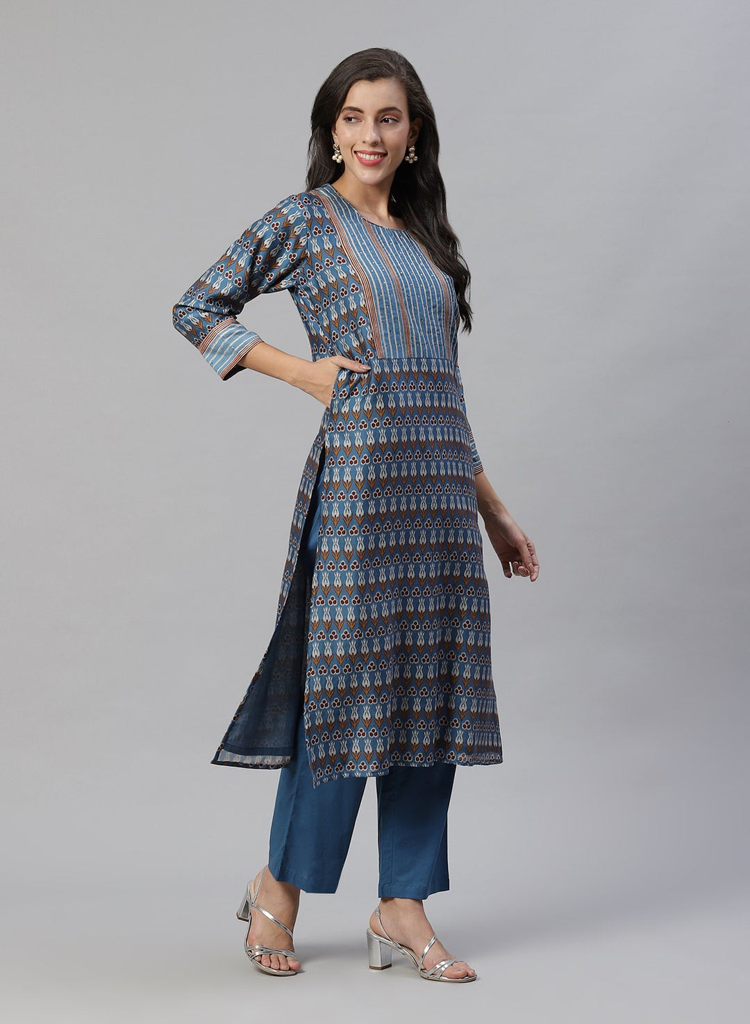 Printed Cotton Kurti With Pant