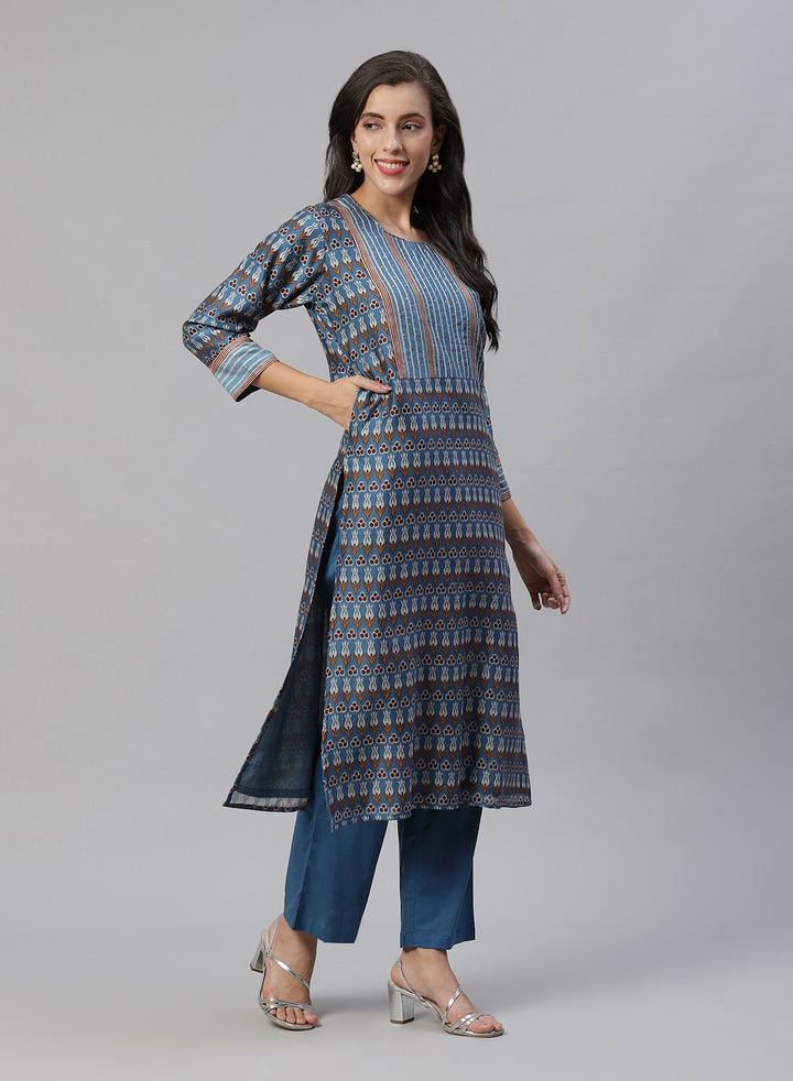 Printed Cotton Kurti With Pant
