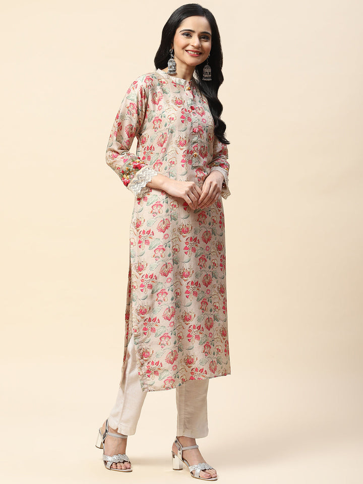 Floral Printed Cotton Kurta