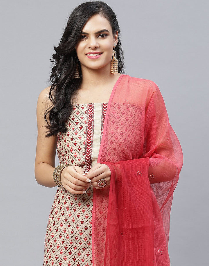 Chanderi Embroidered Suit Piece