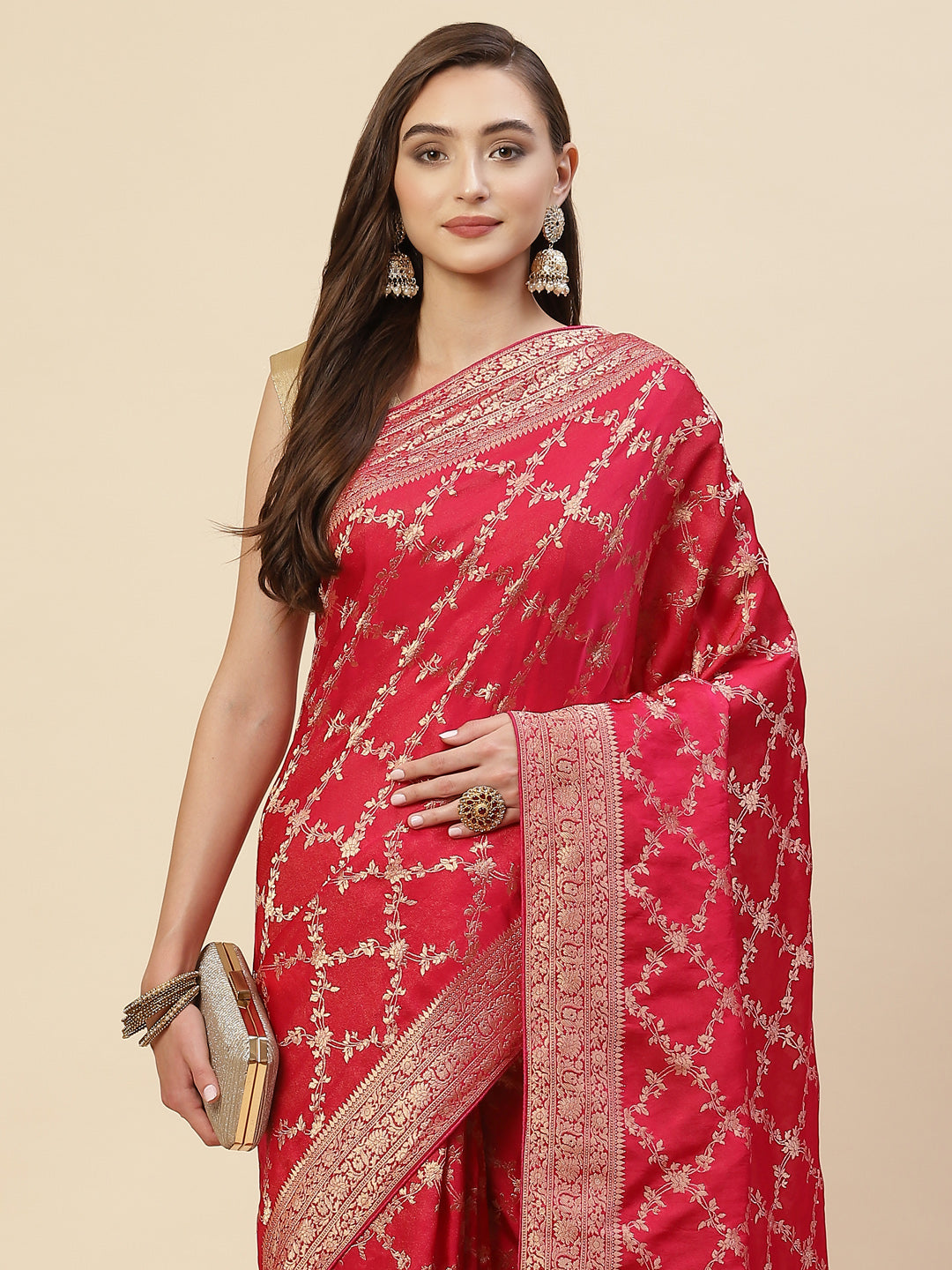 Zari Jaal Organza Woven Saree