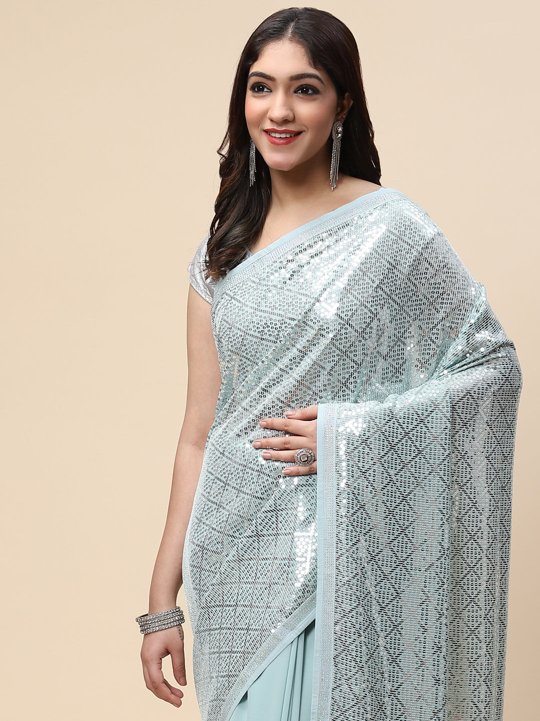 Sequin Embroidered Georgette Saree