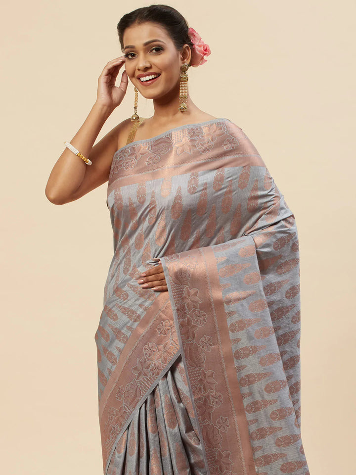 Zari Border Booti Handloom Woven Saree