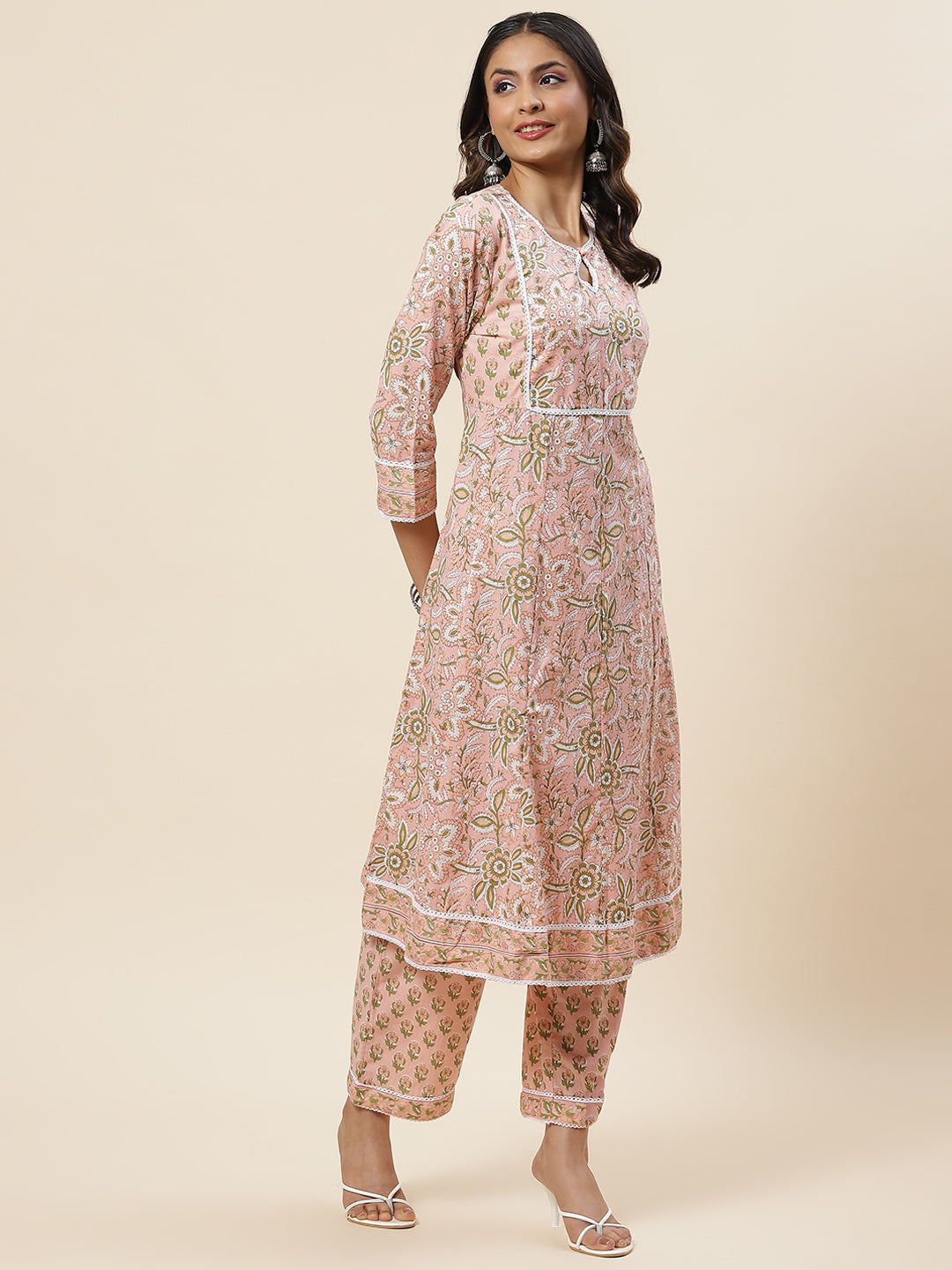Floral Printed Cotton Kurta With Palazzo