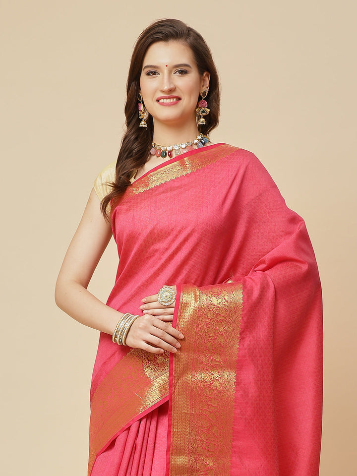 Plain Zari Border Art Handloom Woven Saree