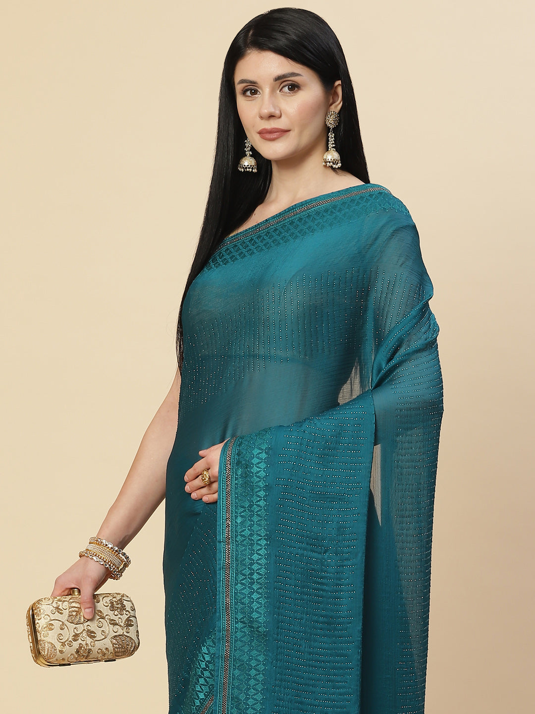 Swarovski Embroidered Chiffon Saree