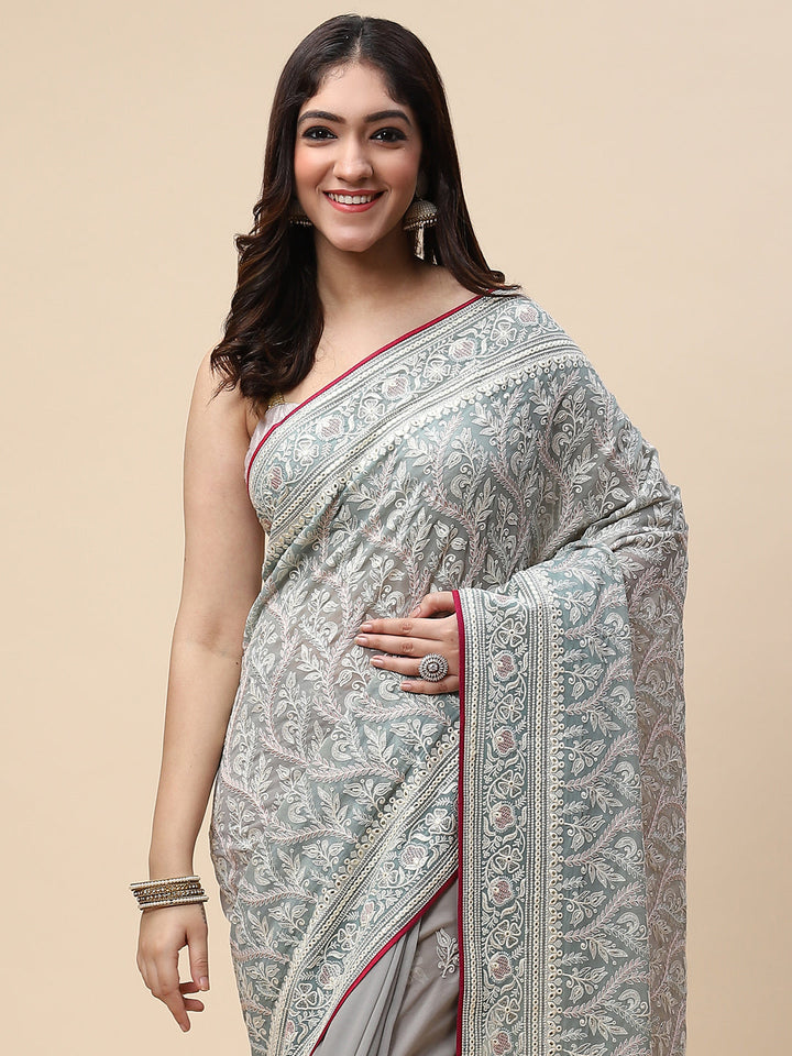Zari Jaal Embroidered Georgette Saree