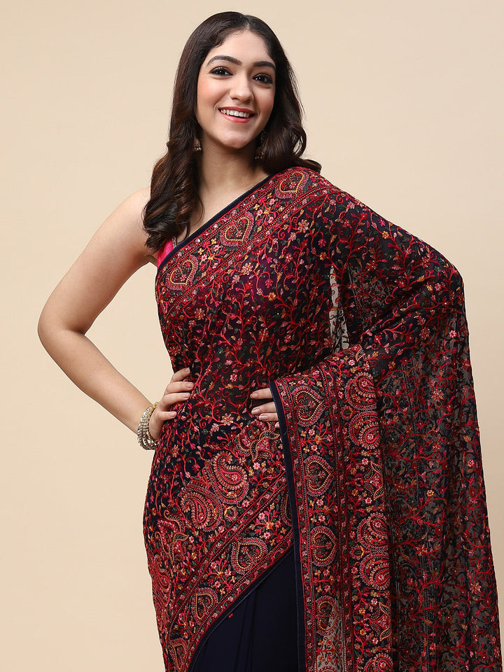Resham Jaal Embroidered Georgette Saree