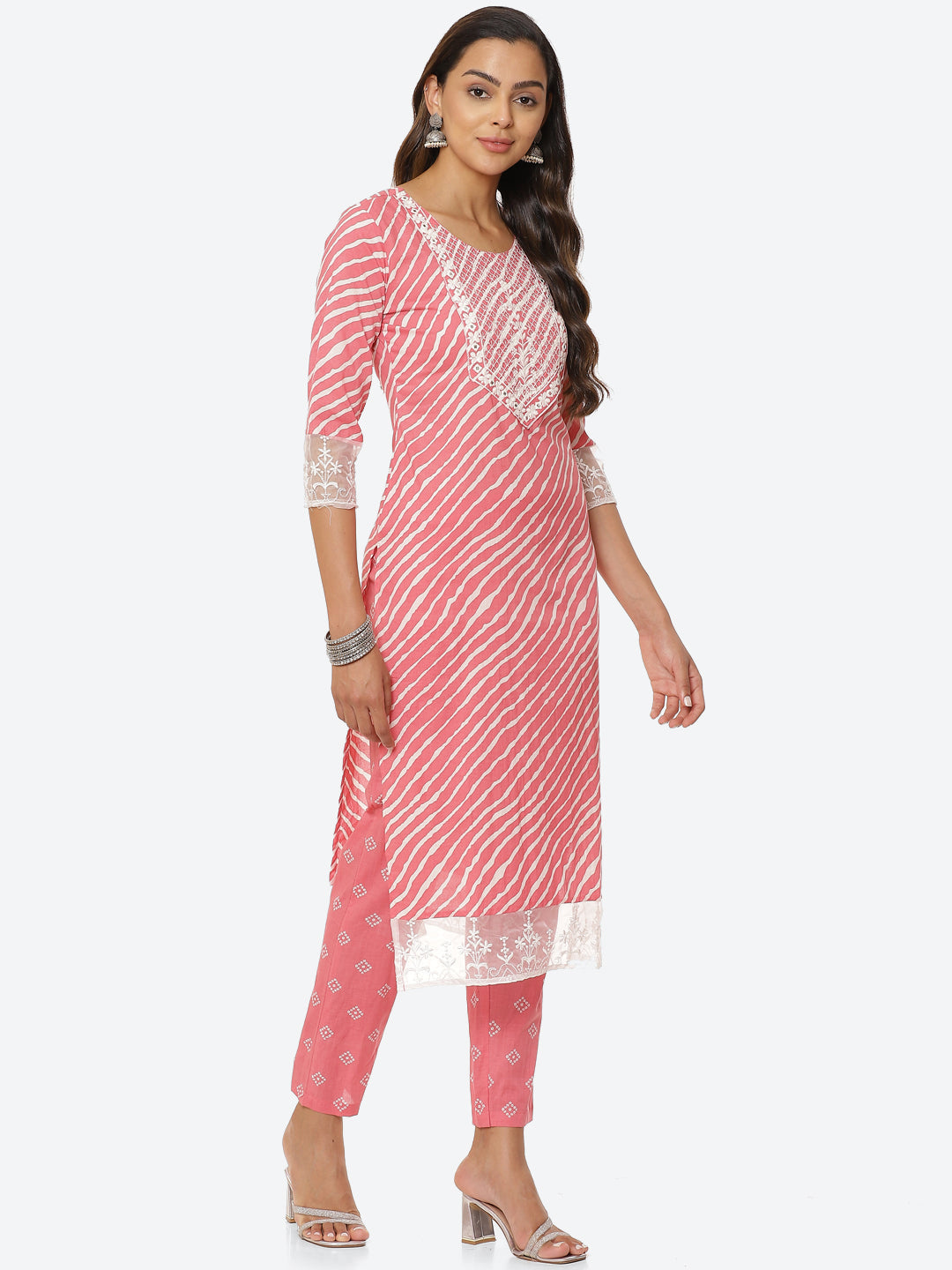 Printed Cotton Kurta With Pant &amp; Chiffon Dupatta