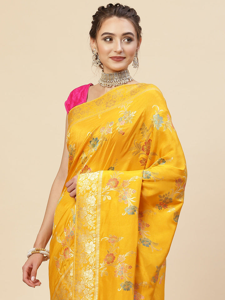Floral Zari Jaal Handloom Woven Saree