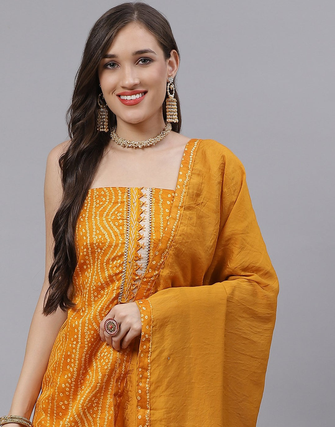 Cotton Bandhej Print Suit Piece