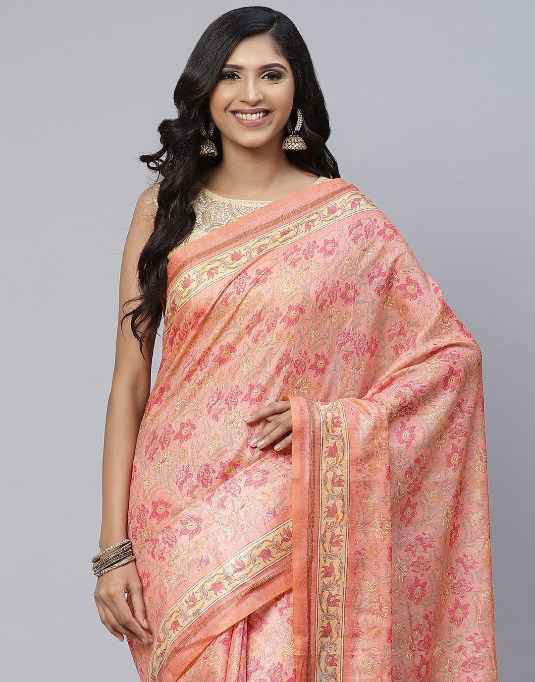 Printed Cotton Linen Saree