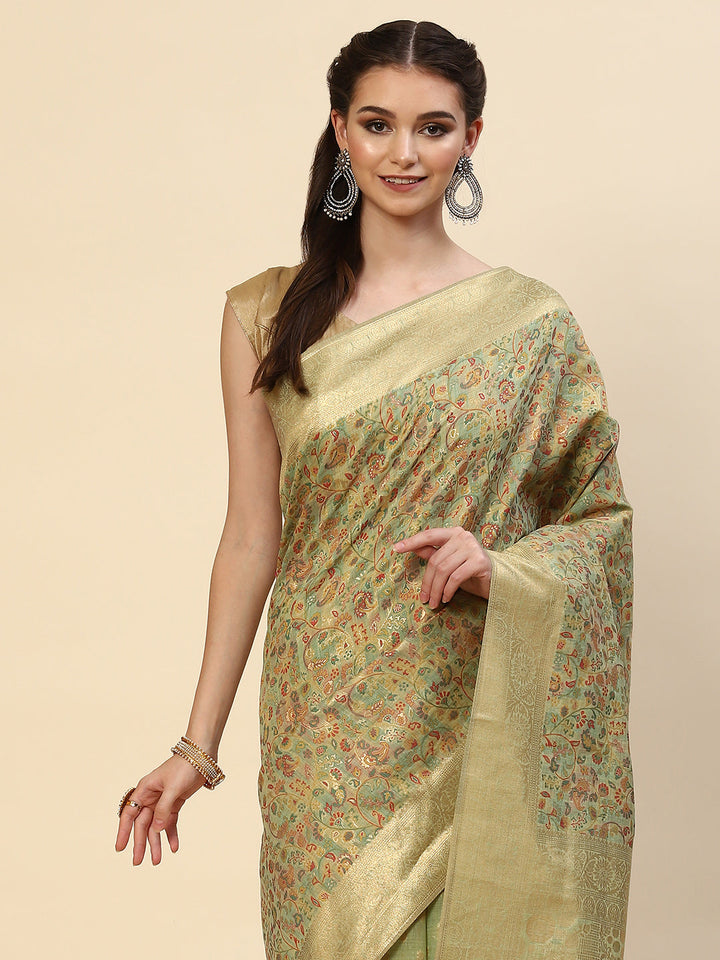 Floral Zari Jaal Handloom Woven Saree