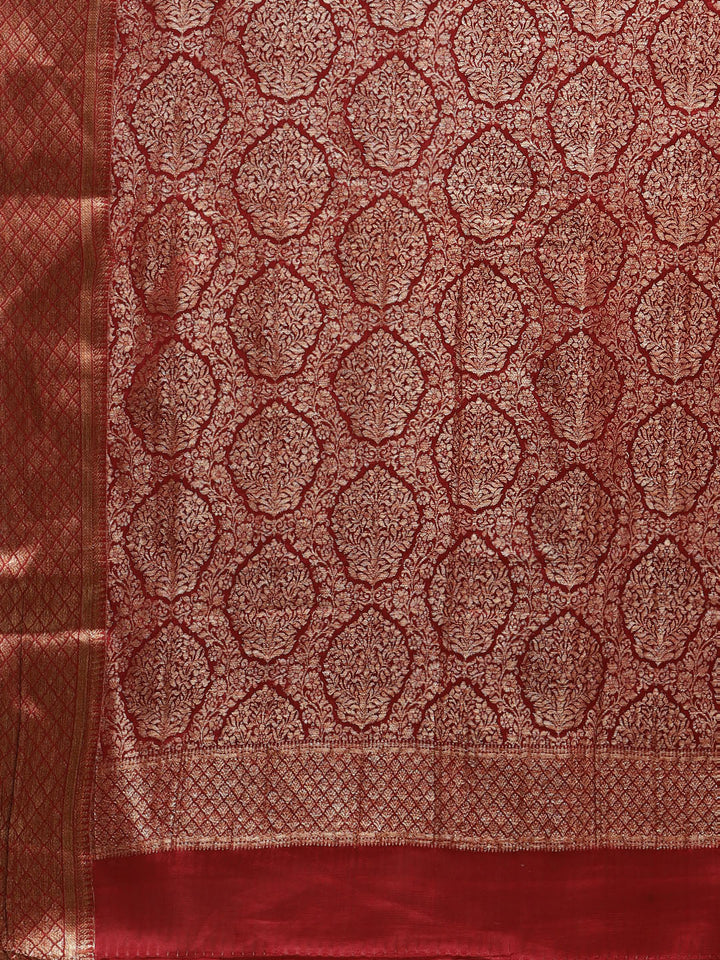 Antique Brocade Jaal Crepe Plain Saree