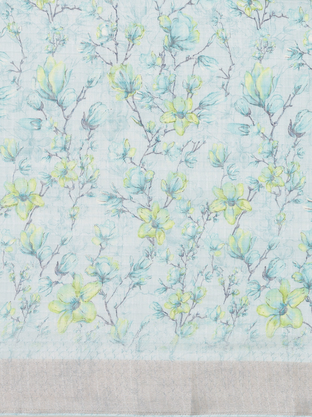 Digital Floral Printed With Zari Border Cotton Saree