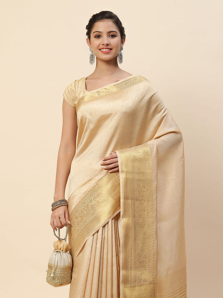 Plain Zari Border Art Handloom Woven Saree