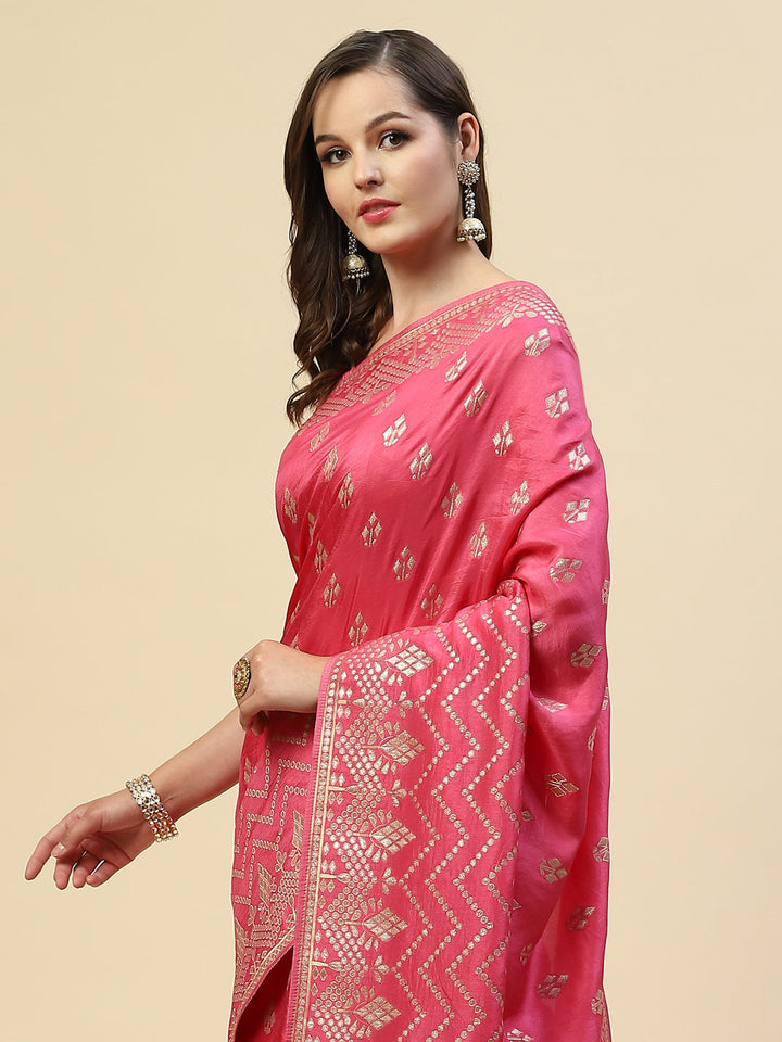 Zari Border Booti Handloom Woven Saree