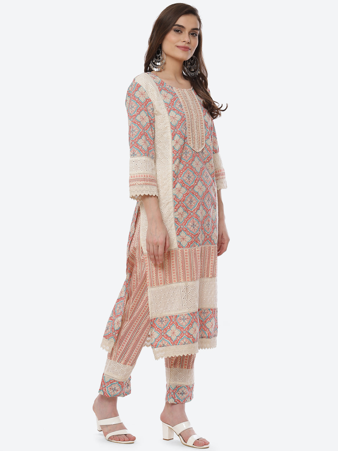 Printed Cotton Kurta With Pant &amp; Cotton Dupatta