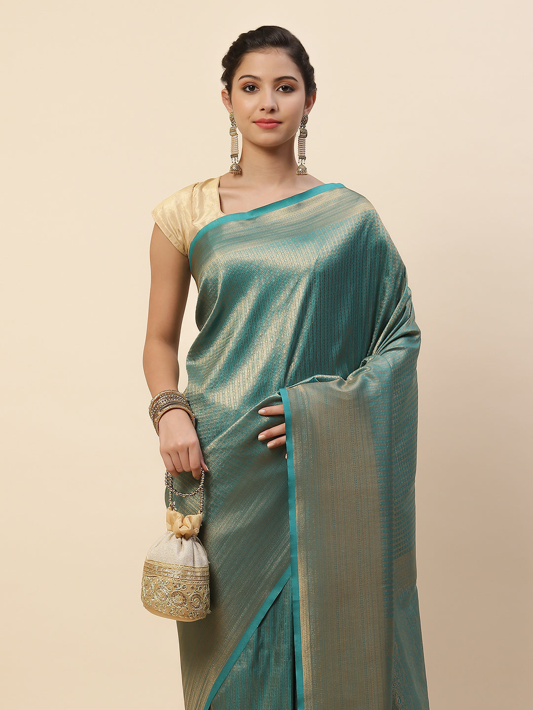 Brocade Zari Zaal Art Handloom Woven Saree