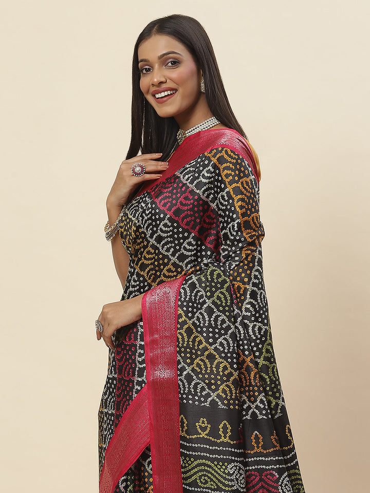 Zari Border Printed Handloom Saree