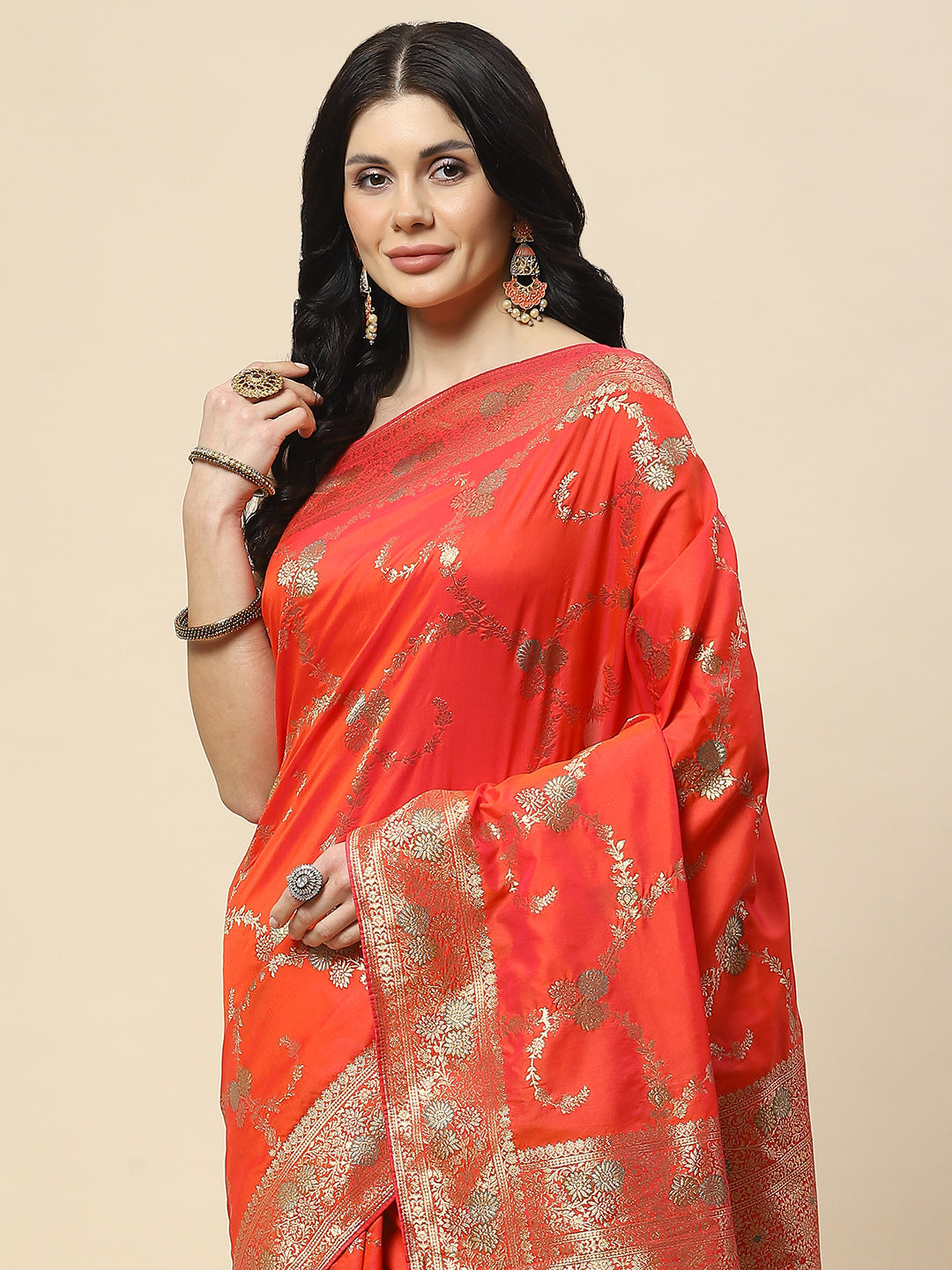 Zari Jaal Woven Art Silk Banarsi Saree