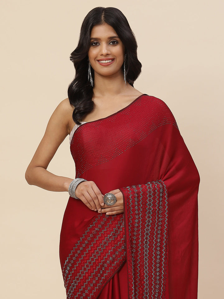 Stone Embroidered Crepe Saree