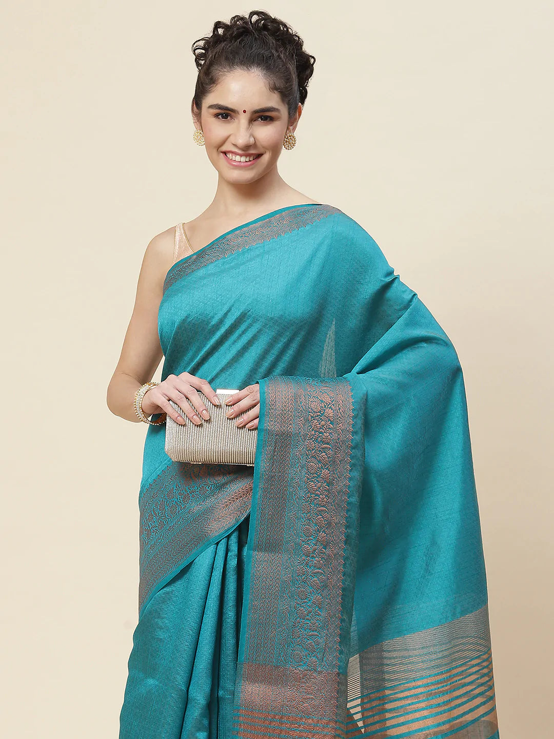 Zari Border Booti Handloom Woven Saree